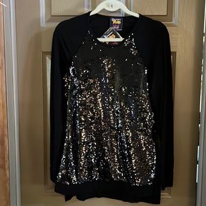 Black sequins top.